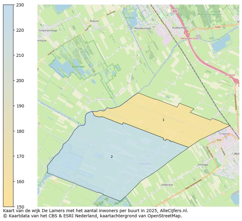 Afbeelding van de wijk De Lamers op de kaart.