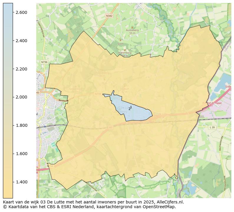 Afbeelding van de wijk De Lutte op de kaart.