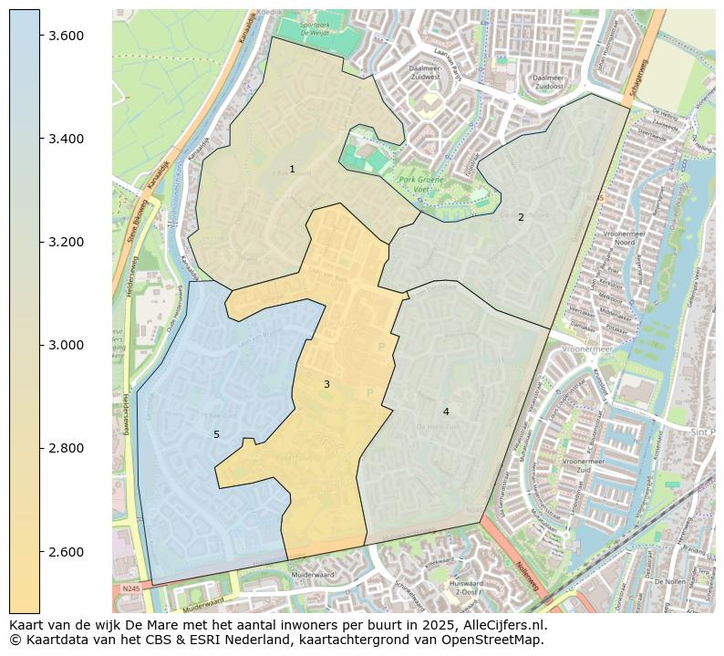 Afbeelding van de wijk De Mare op de kaart.