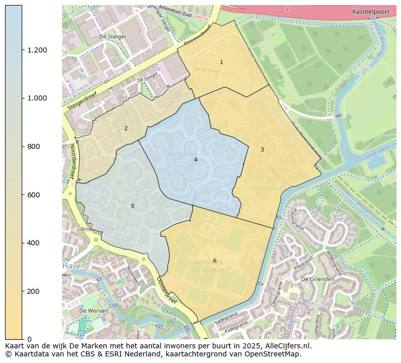Afbeelding van de wijk De Marken op de kaart.