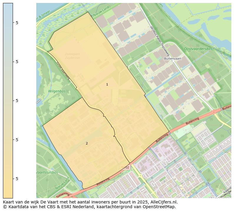 Afbeelding van de wijk De Vaart op de kaart.