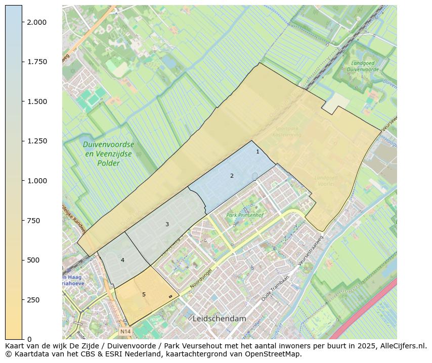 Afbeelding van de wijk De Zijde / Duivenvoorde / Park Veursehout op de kaart.