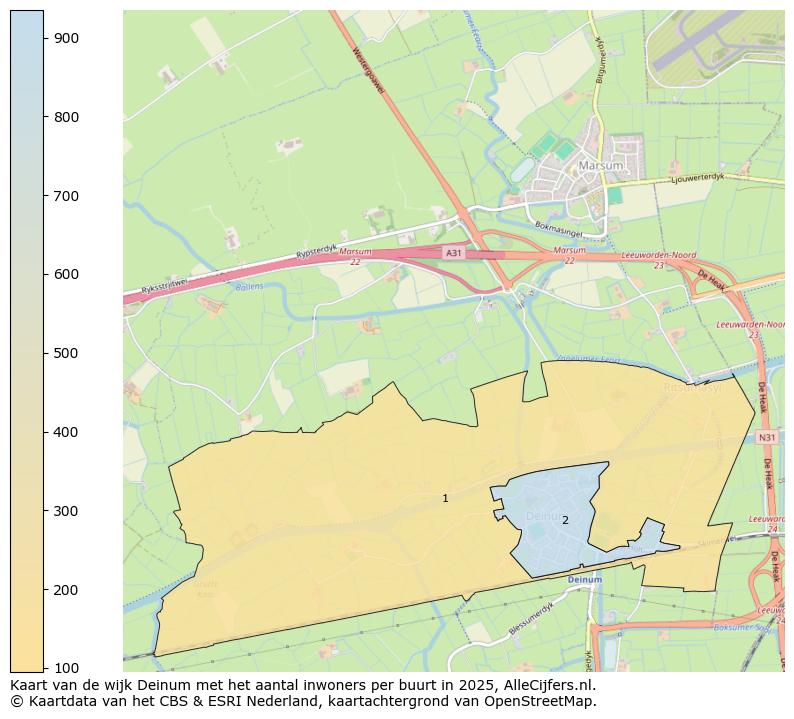 Afbeelding van de wijk Deinum op de kaart.