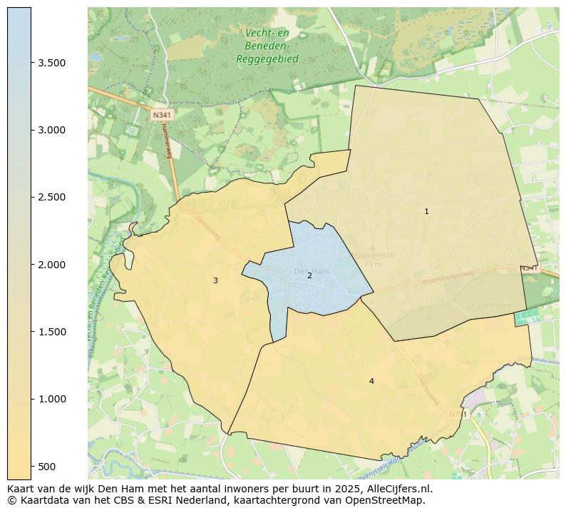 Afbeelding van de wijk Den Ham op de kaart.