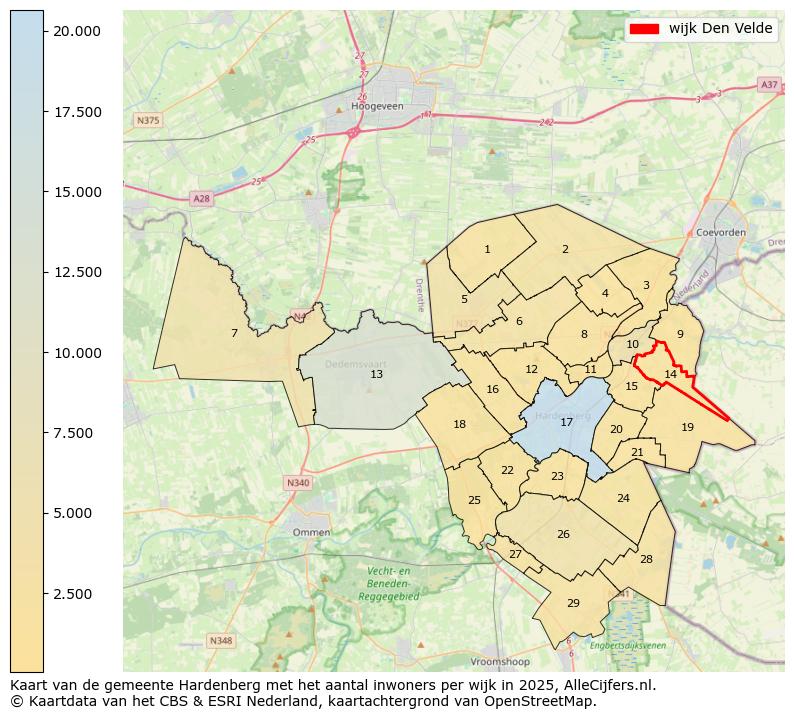 Afbeelding van de wijk Den Velde op de kaart.