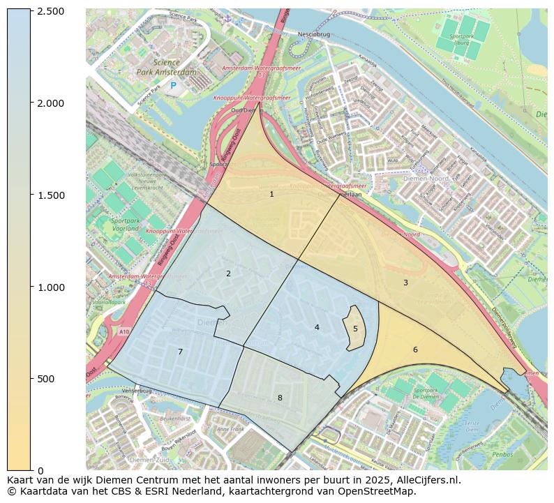 Afbeelding van de wijk Diemen Centrum op de kaart.