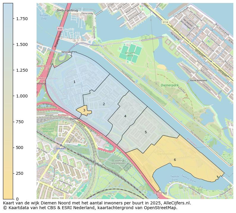 Afbeelding van de wijk Diemen Noord op de kaart.