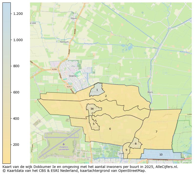 Afbeelding van de wijk Dokkumer Ie en omgeving op de kaart.