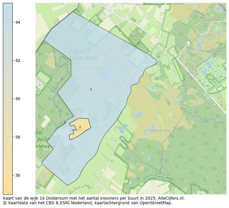Afbeelding van de wijk Doldersum op de kaart.