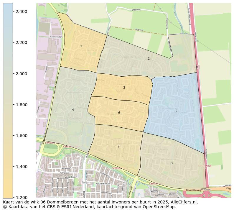 Afbeelding van de wijk Dommelbergen op de kaart.
