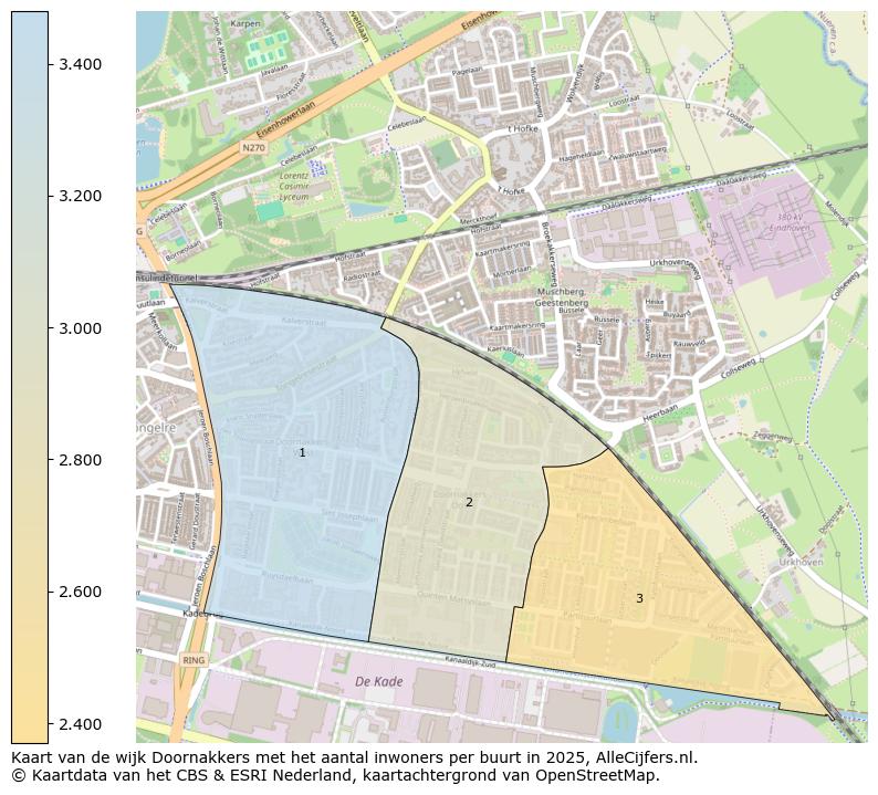 Afbeelding van de wijk Doornakkers op de kaart.