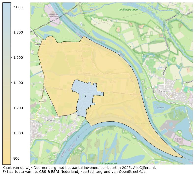 Afbeelding van de wijk Doornenburg op de kaart.