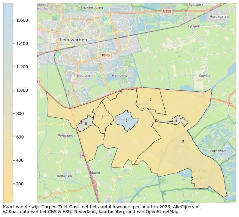 Afbeelding van de wijk Dorpen Zuid-Oost op de kaart.