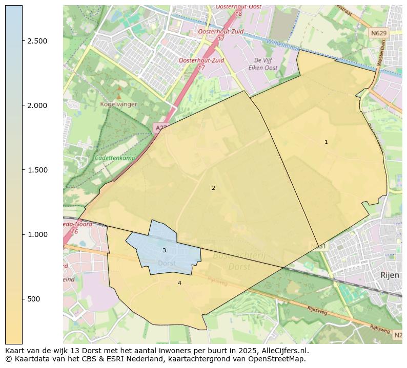 Afbeelding van de wijk Dorst op de kaart.