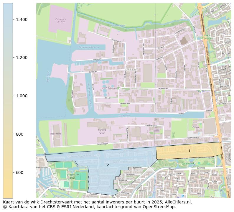 Afbeelding van de wijk Drachtstervaart op de kaart.