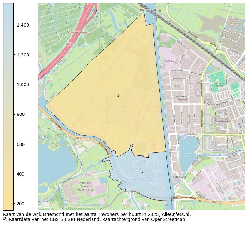 Afbeelding van de wijk Driemond op de kaart.