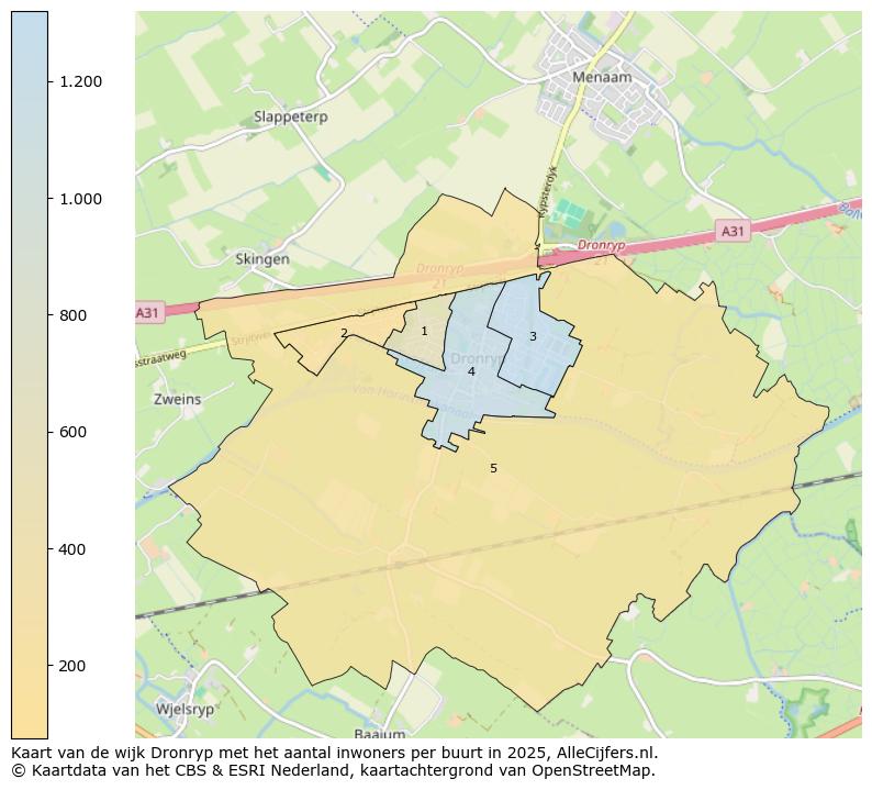 Afbeelding van de wijk Dronryp op de kaart.
