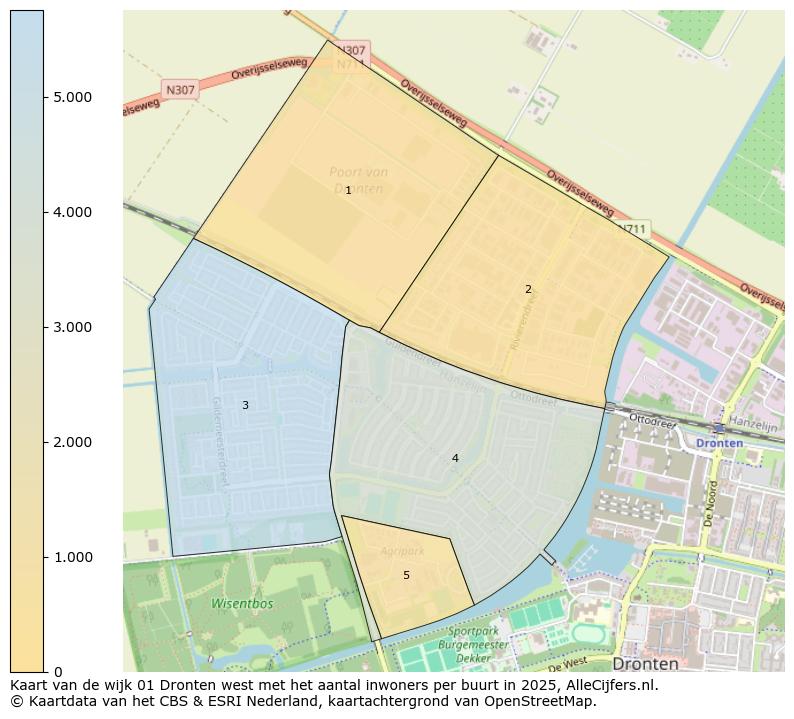 Afbeelding van de wijk Dronten west op de kaart.