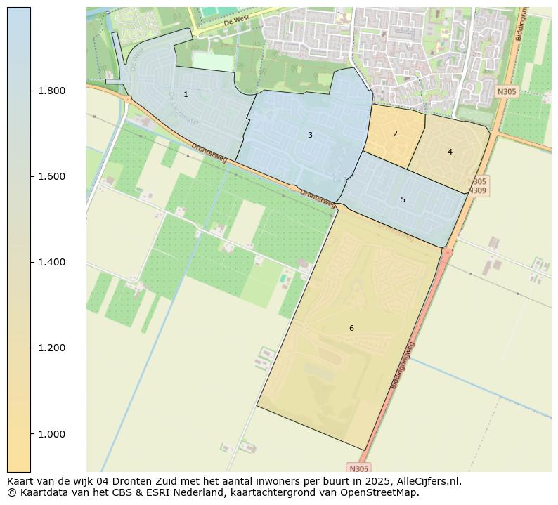 Afbeelding van de wijk Dronten Zuid op de kaart.