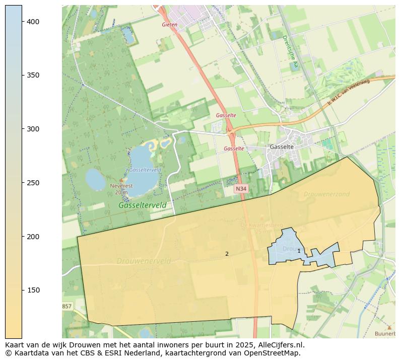 Afbeelding van de wijk Drouwen op de kaart.