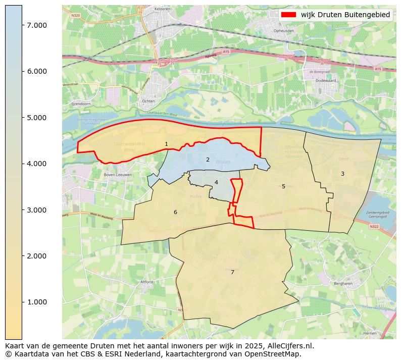 Afbeelding van de wijk Druten Buitengebied op de kaart.