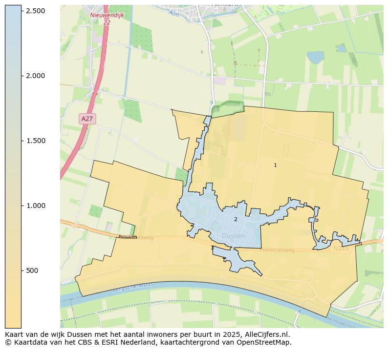 Afbeelding van de wijk Dussen op de kaart.