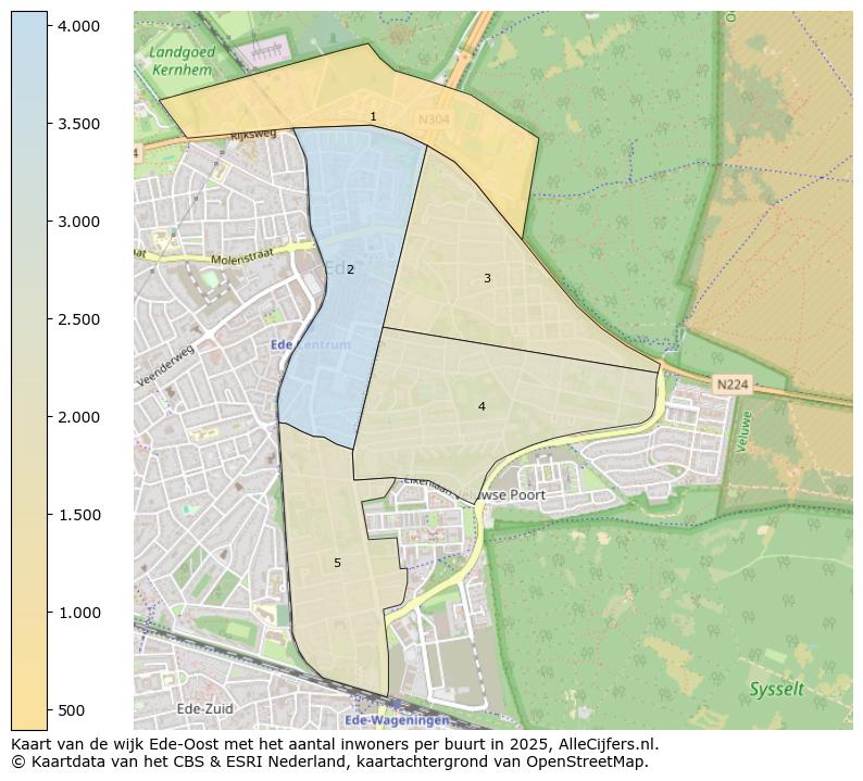 Afbeelding van de wijk Ede-Oost op de kaart.