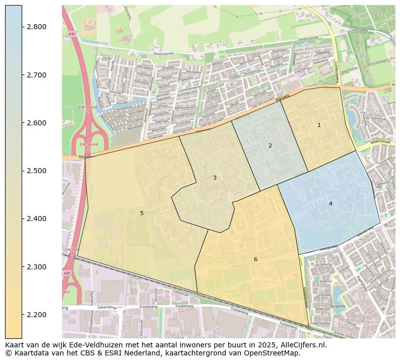 Afbeelding van de wijk Ede-Veldhuizen op de kaart.