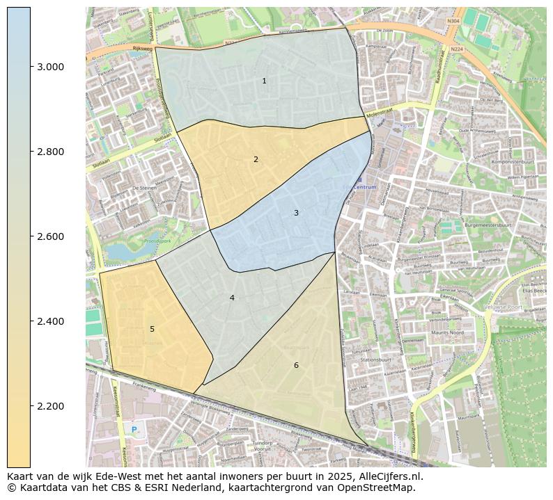 Afbeelding van de wijk Ede-West op de kaart.