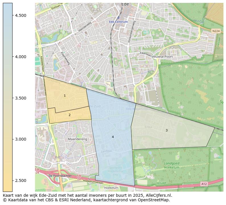 Afbeelding van de wijk Ede-Zuid op de kaart.