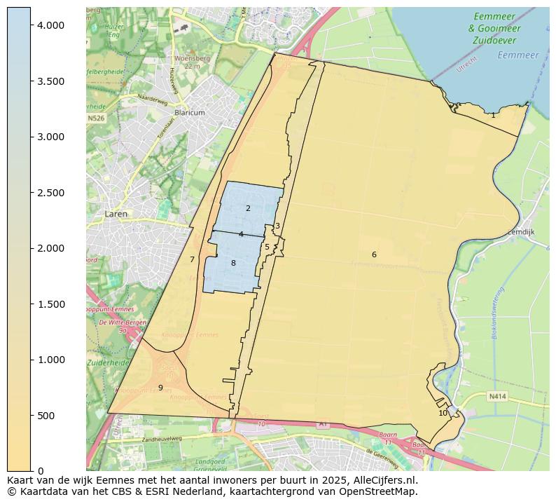 Afbeelding van de wijk Eemnes op de kaart.