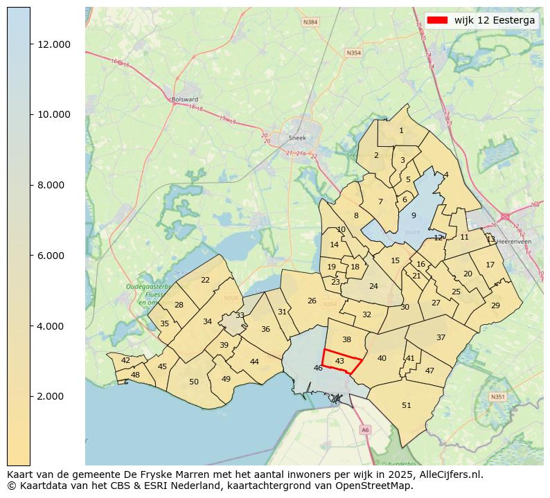 Afbeelding van de wijk Eesterga op de kaart.