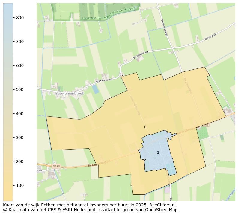 Afbeelding van de wijk Eethen op de kaart.