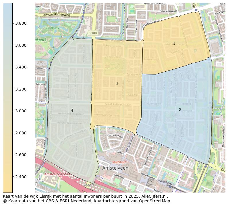 Afbeelding van de wijk Elsrijk op de kaart.
