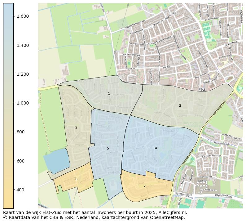 Afbeelding van de wijk Elst-Zuid op de kaart.