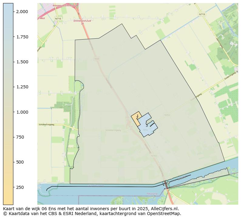 Afbeelding van de wijk Ens op de kaart.