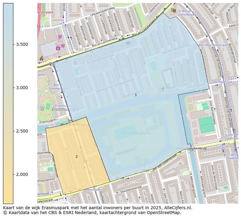 Afbeelding van de wijk Erasmuspark op de kaart.