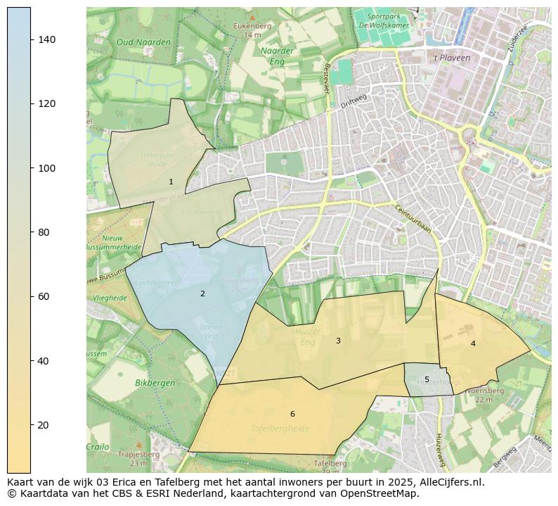 Afbeelding van de wijk Erica en Tafelberg op de kaart.