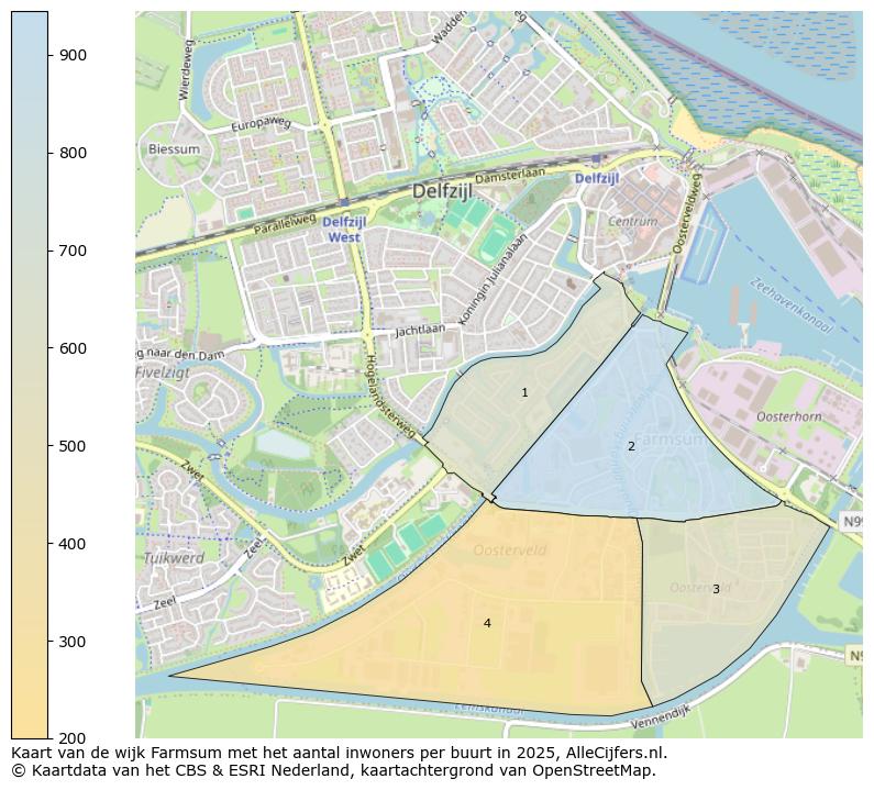 Afbeelding van de wijk Farmsum op de kaart.