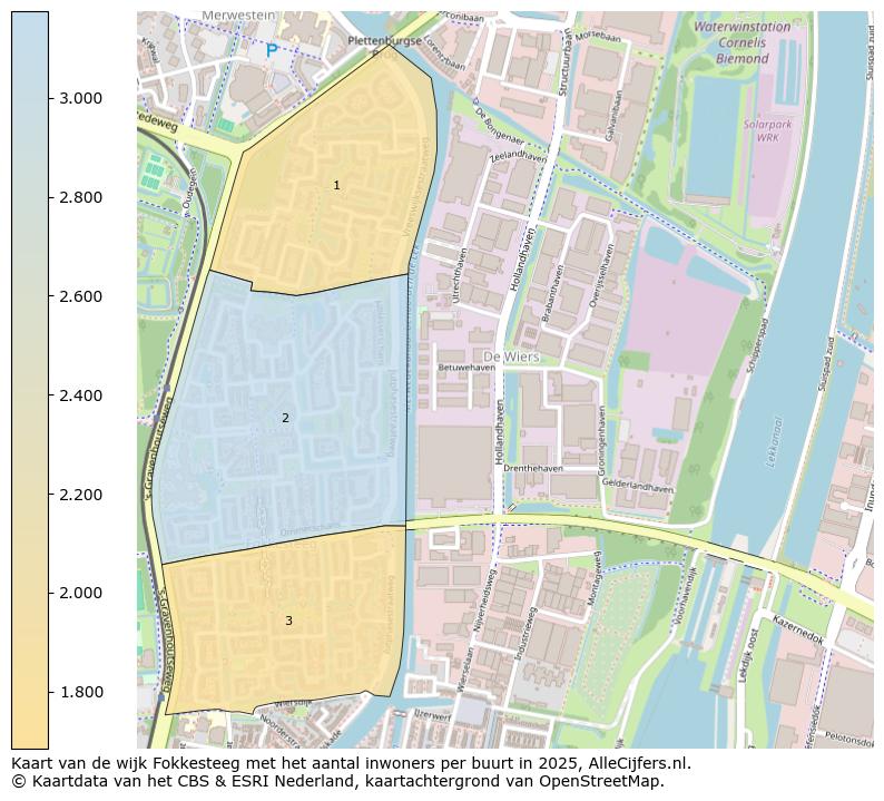 Afbeelding van de wijk Fokkesteeg op de kaart.