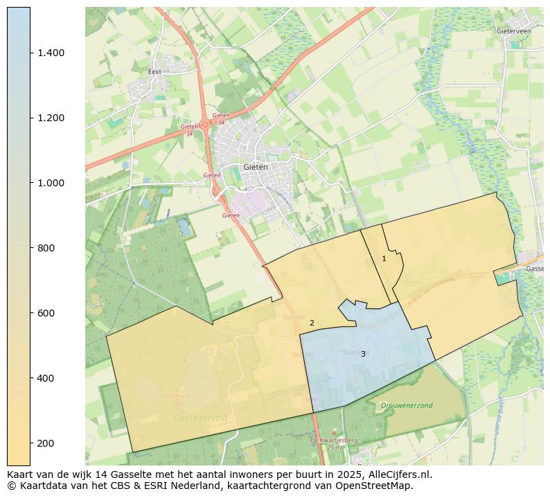 Afbeelding van de wijk Gasselte op de kaart.