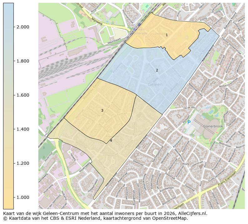 Afbeelding van de wijk Geleen-Centrum op de kaart.