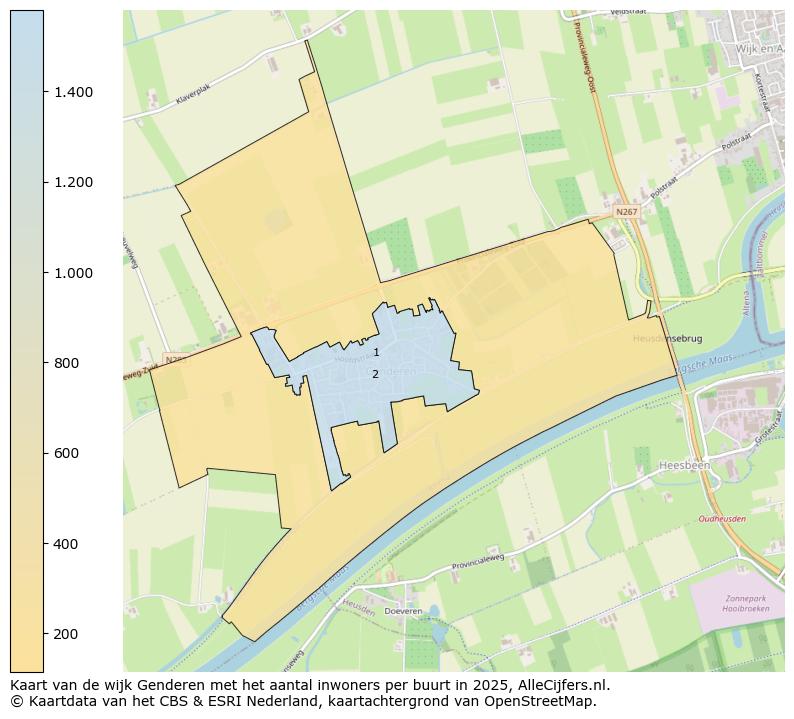 Afbeelding van de wijk Genderen op de kaart.