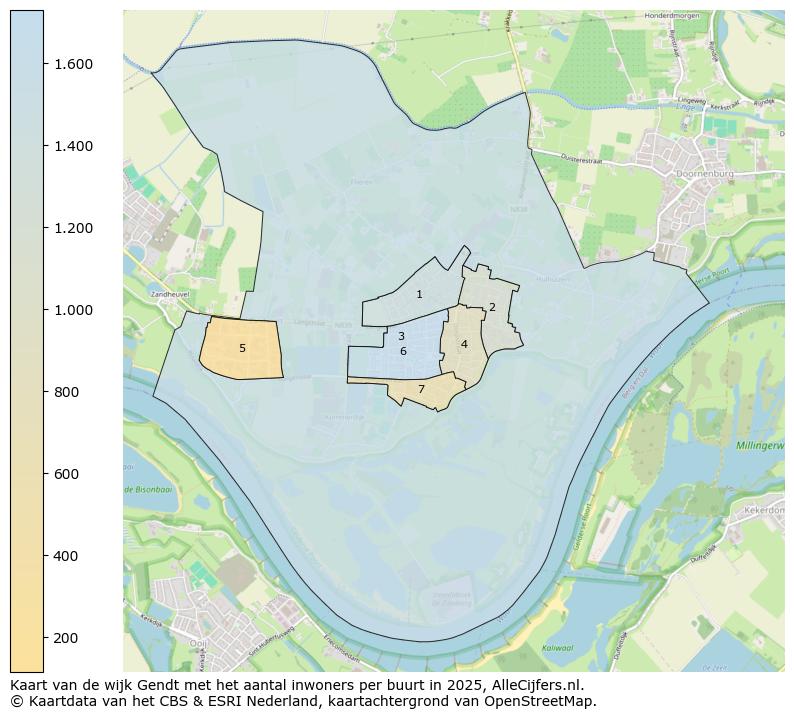 Afbeelding van de wijk Gendt op de kaart.