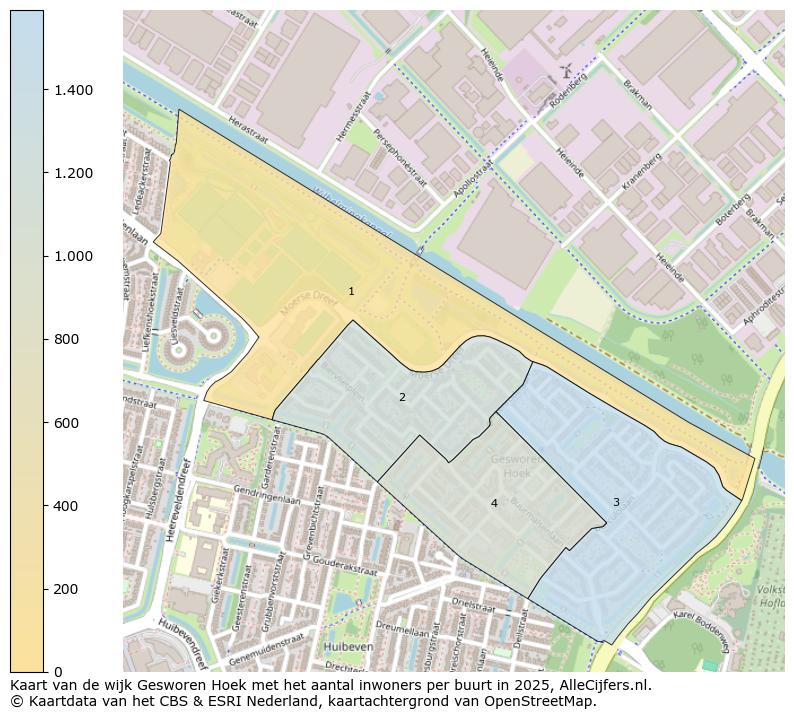 Afbeelding van de wijk Gesworen Hoek op de kaart.