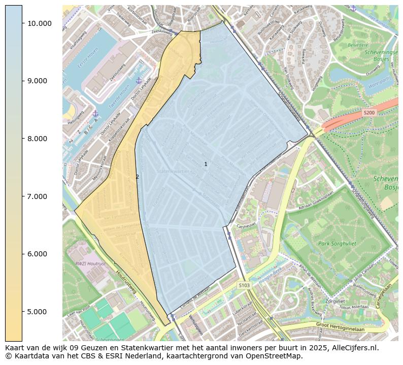Afbeelding van de wijk Geuzen- en Statenkwartier op de kaart.