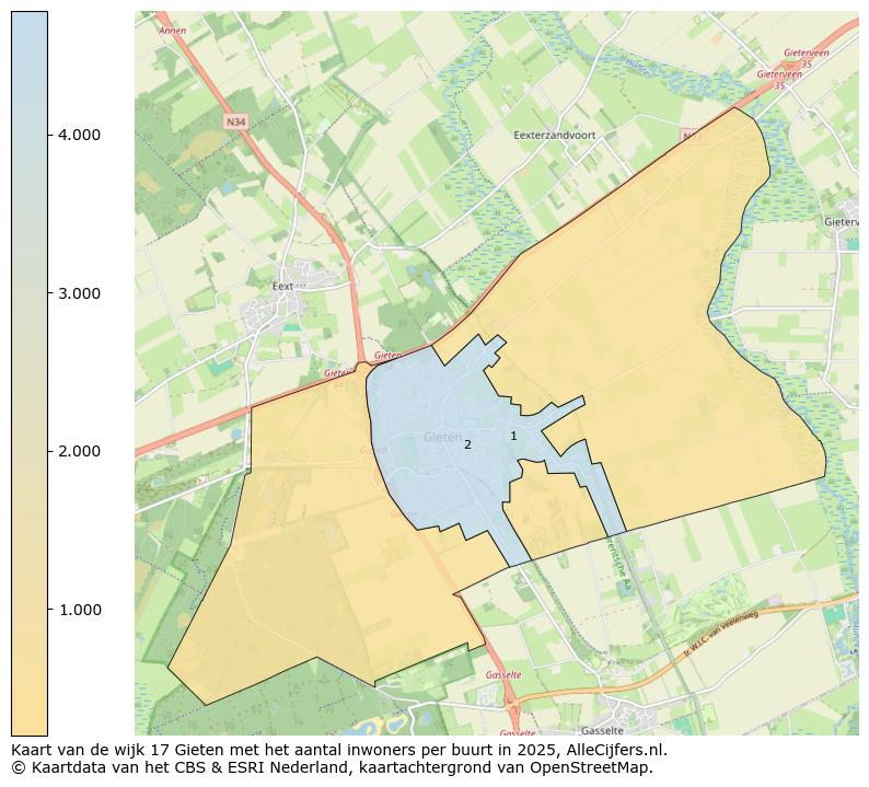 Afbeelding van de wijk Gieten op de kaart.
