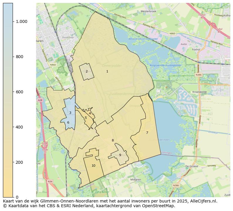 Afbeelding van de wijk Glimmen-Onnen-Noordlaren op de kaart.