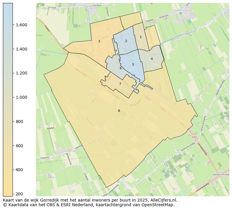 Afbeelding van de wijk Gorredijk op de kaart.