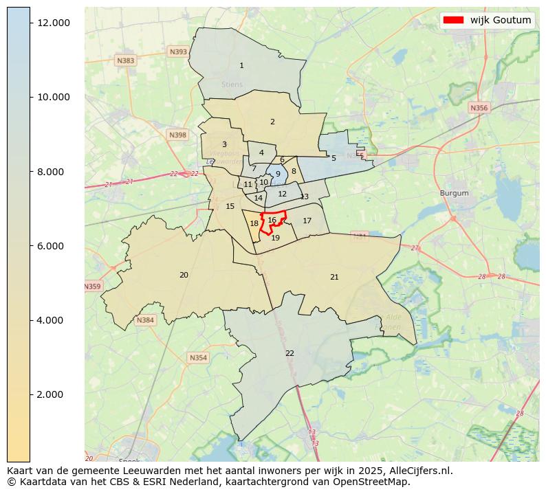 Afbeelding van de wijk Goutum op de kaart.